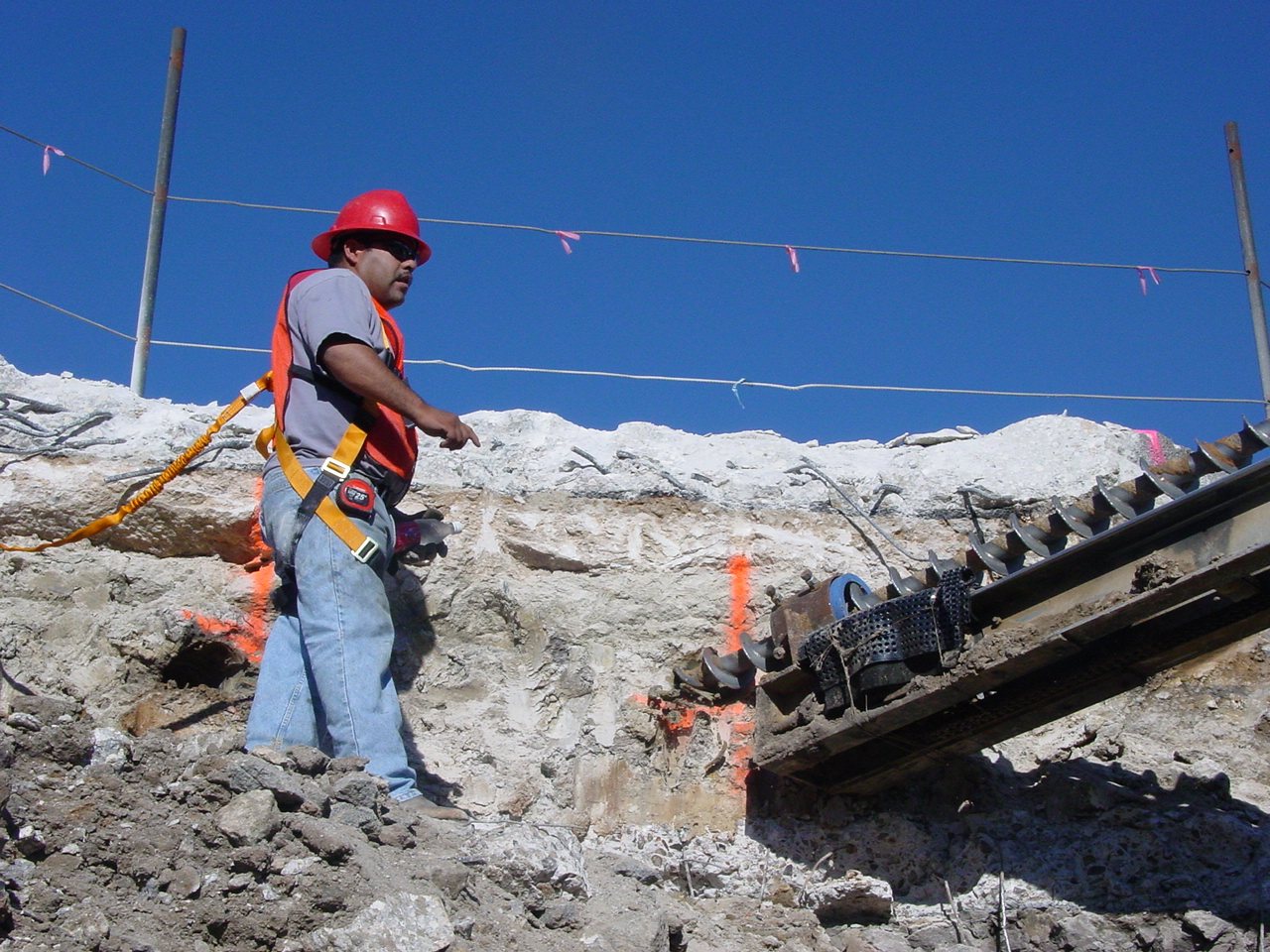 Soil nail drilling at close range